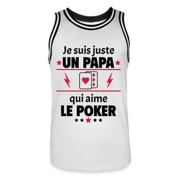 Juste un papa qui aime le poker, pokériste, noël - Maillot de basket Homme - blanc/noir - Devant - AI Model Male 185 dark (185cm)