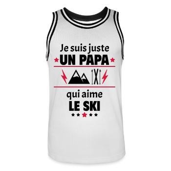 Juste un papa qui aime le ski, skieur, noël - Maillot de basket Homme - blanc/noir - Devant - AI Model Male 185 dark (185cm)