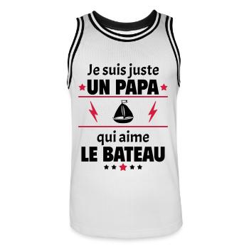 Juste un papa qui aime le bateau,capitaine, noël - Maillot de basket Homme - blanc/noir - Devant - AI Model Male 185 dark (185cm)