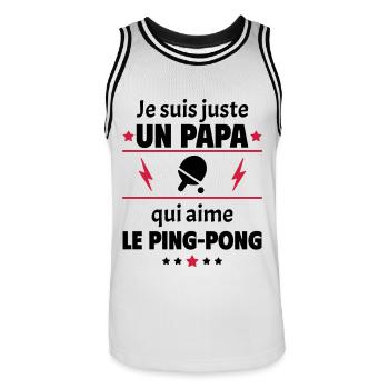 Juste un papa qui aime le ping-pong, pongiste,noël - Maillot de basket Homme - blanc/noir - Devant - AI Model Male 185 dark (185cm)