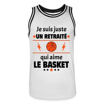 Juste un retraité qui aime le basket, retraite - Maillot de basket Homme - blanc/noir - Devant - AI Model Male 185 dark (185cm)