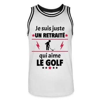 Juste un retraité qui aime le golf, retraite - Maillot de basket Homme - blanc/noir - Devant - AI Model Male 185 dark (185cm)