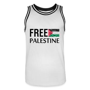 Freies Palästina Freies Palästina Freies Palästina - Männer Basketball-Trikot - Weiß/Schwarz - Vorne - AI Model Male 185 dark (185cm)
