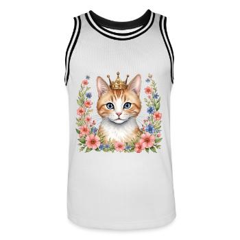 Adorable chat princesse - Maillot de basket Homme - blanc/noir - Devant - AI Model Male 185 dark (185cm)