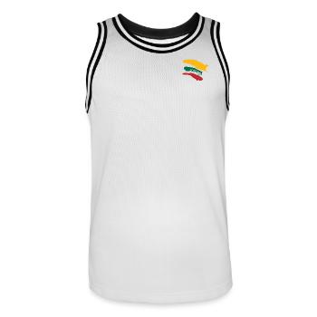 Lithuania Flag - Brush Stripes - Men's Basketball Jersey - white/black - Front - AI Model Male 185 dark (185cm)