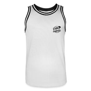 Con calma - Maillot de basket Homme - blanc/noir - Devant - AI Model Male 185 dark (185cm)