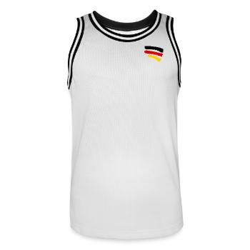 Deutschlandfahne - Style Streifen - Männer Basketball-Trikot - Weiß/Schwarz - Vorne - AI Model Male 185 dark (185cm)