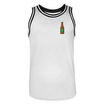Retro Beer Bottle Illustration - Men's Basketball Jersey - white/black - Front - AI Model Male 185 dark (185cm)