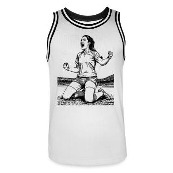 Footballer's shirt: Goal celebration with a sense of victory - Men's Basketball Jersey - white/black - Front - AI Model Male 185 dark (185cm)
