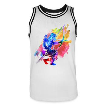 Archery - Men's Basketball Jersey - white/black - Front - AI Model Male 185 dark (185cm)