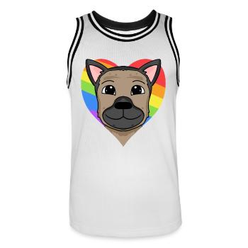 Chien LGBT Berger Allemand Arc-en-ciel - Maillot de basket Homme - blanc/noir - Devant - AI Model Male 185 dark (185cm)