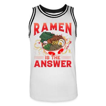 Ramen is the answer - Men's Basketball Jersey - white/black - Front - AI Model Male 185 dark (185cm)