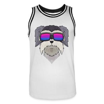 Cadeau bisexuel Schnauzer Dog - Maillot de basket Homme - blanc/noir - Devant - AI Model Male 185 dark (185cm)
