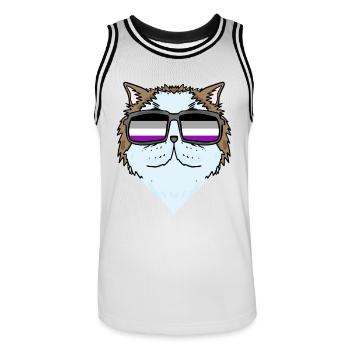 Asexuel Lgbt Persan Chat Chat Asexualité - Maillot de basket Homme - blanc/noir - Devant - AI Model Male 185 dark (185cm)