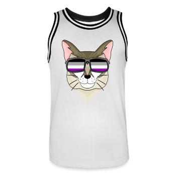 Asexuel Lgbt Singapura Chat Asexualité - Maillot de basket Homme - blanc/noir - Devant - AI Model Male 185 dark (185cm)