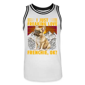J’adore Frenchie, ok ? - Maillot de basket Homme - blanc/noir - Devant - AI Model Male 185 dark (185cm)