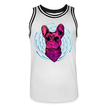 Bouledogue français - Maillot de basket Homme - blanc/noir - Devant - AI Model Male 185 dark (185cm)