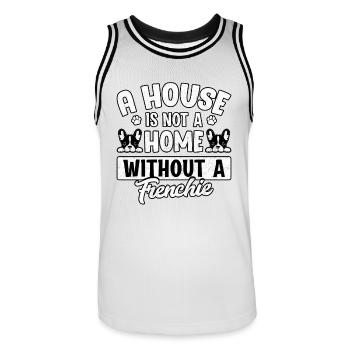 Une maison n’est pas une maison sans un frenchie - Maillot de basket Homme - blanc/noir - Devant - AI Model Male 185 dark (185cm)
