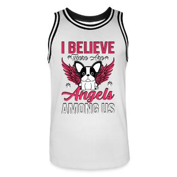 I believe there are angels - Männer Basketball-Trikot - Weiß/Schwarz - Vorne - AI Model Male 185 dark (185cm)