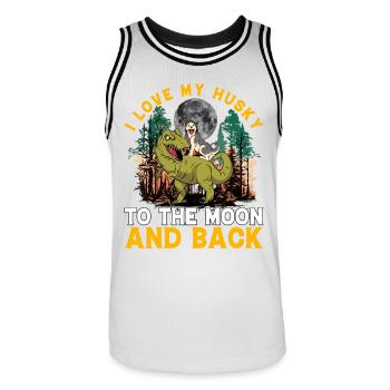 J’aime mon Husky à la lune et retour - Maillot de basket Homme - blanc/noir - Devant - AI Model Male 185 dark (185cm)