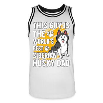 Ce gars est le meilleur papa Husky sibérien du monde - Maillot de basket Homme - blanc/noir - Devant - AI Model Male 185 dark (185cm)