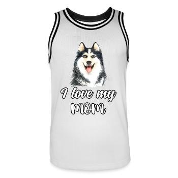 J’aime ma maman - Maillot de basket Homme - blanc/noir - Devant - AI Model Male 185 dark (185cm)
