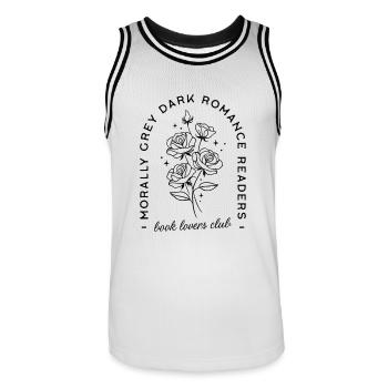 Dark romance books lover club - Men's Basketball Jersey - white/black - Front - AI Model Male 185 dark (185cm)