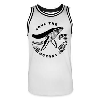 Save the Oceans - Rettet die Meere - Männer Basketball-Trikot - Weiß/Schwarz - Vorne - AI Model Male 185 dark (185cm)