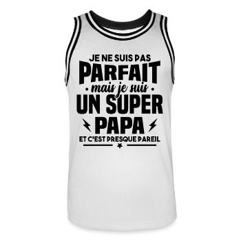 Pas parfait mais je suis un super papa - Maillot de basket Homme - blanc/noir - Devant - AI Model Male 185 dark (185cm)