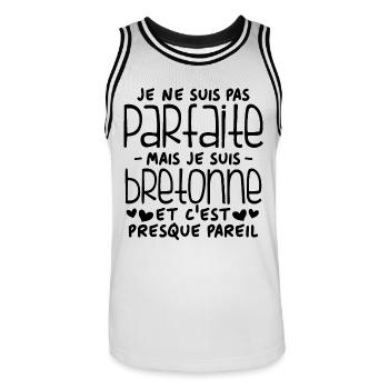 Je ne suis pas parfaite mais je suis bretonne - Maillot de basket Homme - blanc/noir - Devant - AI Model Male 185 dark (185cm)