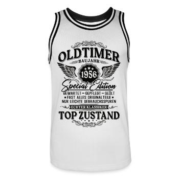 Oldtimer Baujahr 1956 Jahrgang Geburtstag Geschenk - Männer Basketball-Trikot - Weiß/Schwarz - Vorne - AI Model Male 185 dark (185cm)