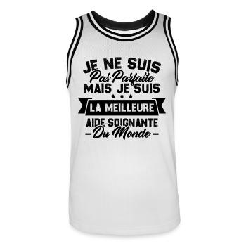 Je suis la meilleure aide soignante du monde - Maillot de basket Homme - blanc/noir - Devant - AI Model Male 185 dark (185cm)