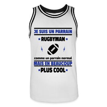 Je suis un parrain rugbyman plus cool - Maillot de basket Homme - blanc/noir - Devant - AI Model Male 185 dark (185cm)