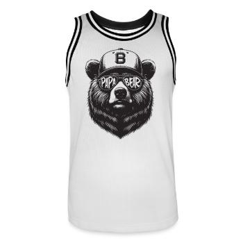 Papa Bear - Vatertag Papa Vater Bär Geschenk - Männer Basketball-Trikot - Weiß/Schwarz - Vorne - AI Model Male 185 dark (185cm)