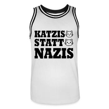 katzis statt nazis - Männer Basketball-Trikot - Weiß/Schwarz - Vorne - AI Model Male 185 dark (185cm)
