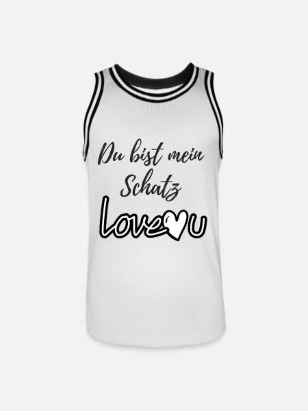 Du bist mein Schatz Ich liebe dich - Männer Basketball-Trikot - Weiß/Schwarz