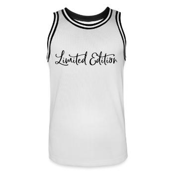 Limited Edition - Männer Basketball-Trikot - Weiß/Schwarz - Vorne - AI Model Male 185 dark (185cm)