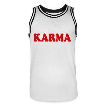 Karma - Men's Basketball Jersey - white/black - Front - AI Model Male 185 dark (185cm)