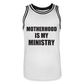La maternité est mon ministère - Maillot de basket Homme - blanc/noir - Devant - AI Model Male 185 dark (185cm)