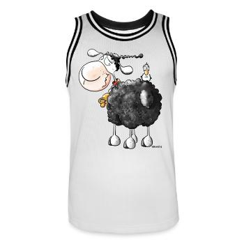 Drôle Bouclé Mouton - Caricature - Mountons - Maillot de basket Homme - blanc/noir - Devant - AI Model Male 185 dark (185cm)