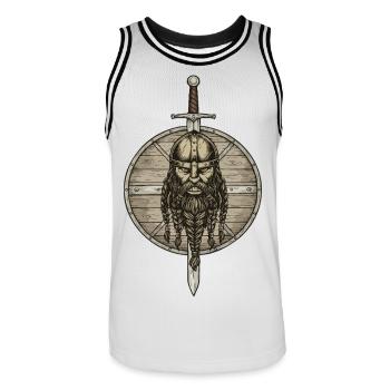 Légende viking viking marin Odin Raven Fighter - Maillot de basket Homme - blanc/noir - Devant - AI Model Male 185 dark (185cm)