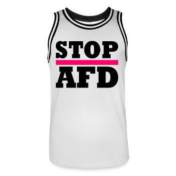 Stop afd - Männer Basketball-Trikot - Weiß/Schwarz - Vorne - AI Model Male 185 dark (185cm)