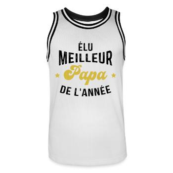 élu meilleur Papa de l'année - Maillot de basket Homme - blanc/noir - Devant - AI Model Male 185 dark (185cm)