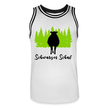 "Schwarzes Schaf: Individuelle Eleganz" - Männer Basketball-Trikot - Weiß/Schwarz - Vorne - AI Model Male 185 dark (185cm)
