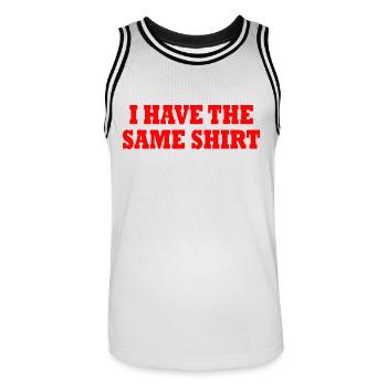 i have the same shirt - Men's Basketball Jersey - white/black - Front - AI Model Male 185 dark (185cm)