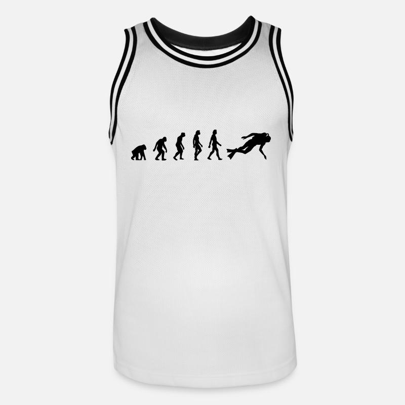 L évolution de la Plongée - Maillot de basket Homme - blanc/noir