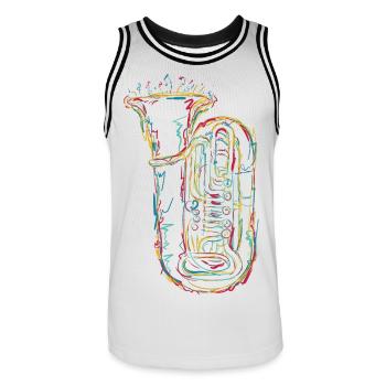 Croquis de tuba - Maillot de basket Homme - blanc/noir - Devant - AI Model Male 185 dark (185cm)