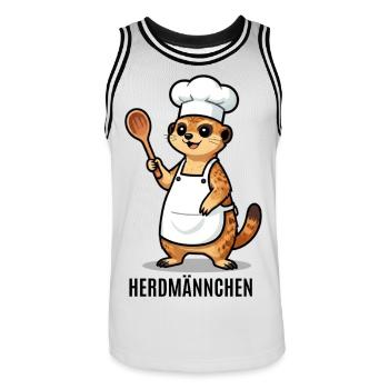 Herdmännchen Koch Gastronomie Beikoch Lustig  - Männer Basketball-Trikot - Weiß/Schwarz - Vorne - AI Model Male 185 dark (185cm)