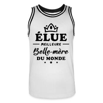 Élue meilleure belle mère du monde - Maillot de basket Homme - blanc/noir - Devant - AI Model Male 185 dark (185cm)