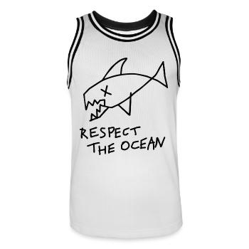 Ocean Graphic respect the ocean - Men's Basketball Jersey - white/black - Front - AI Model Male 185 dark (185cm)